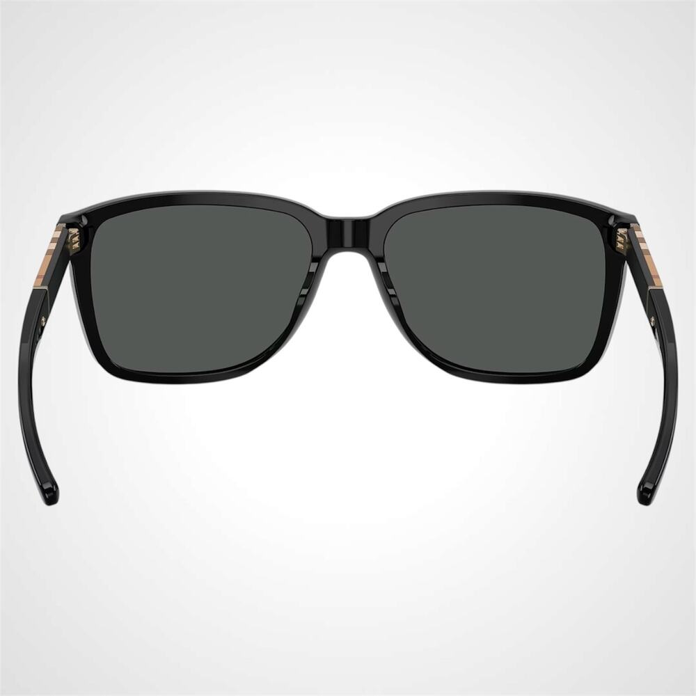 New Burberry Sunglasses Black Solid Square Frame Brown Check Arms 58mm - Picture 8 of 10